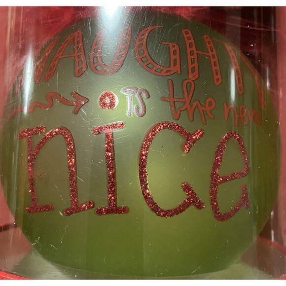 Top Shelf Handpainted Ornament Naughty is the New Nice Marabou Feather Boa Trim - Picture 2 of 7